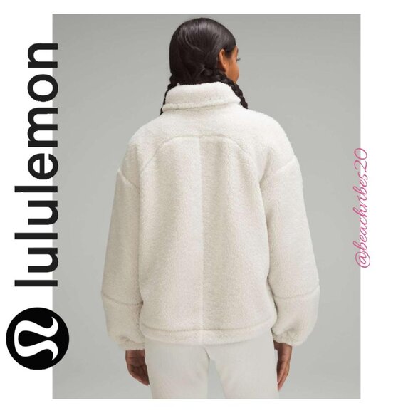LULULEMON ATHLETICA Cinchable Fleece Zip-Up Bone 8 EUC - Picture 3 of 7